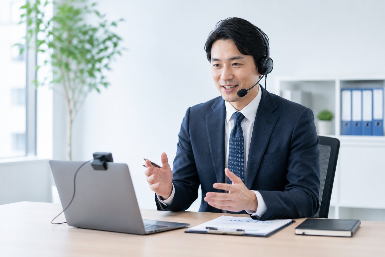 オンラインでAI活用を説明する担当者